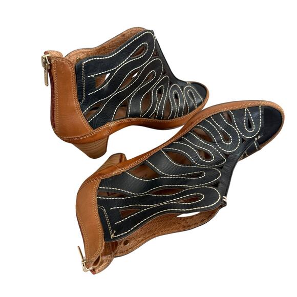 Pikolinos Java Peep Toe Sandals Cutout Zip Back Brown Black Womens 42 / US 11 - Picture 10 of 10